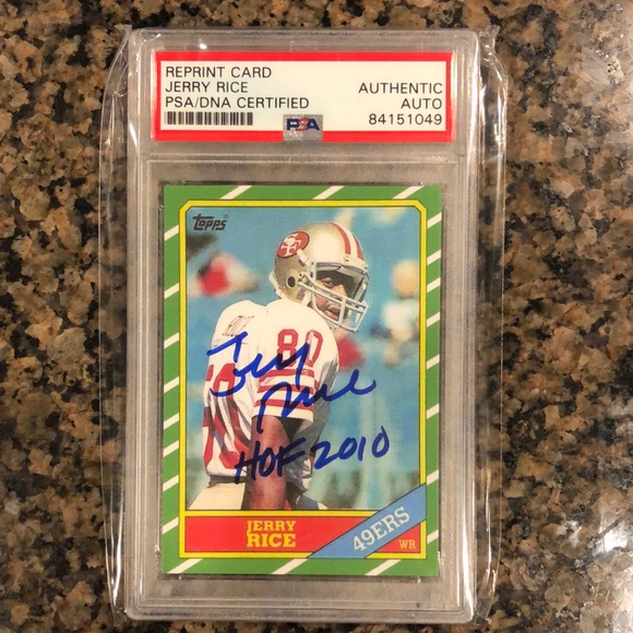 JERRY RICE 1986 TOPPS RC ROOKIE REPRINT SIGNED AUTOGRAPH PSA DNA AUTHENTIC AUTO - Picture 1 of 3